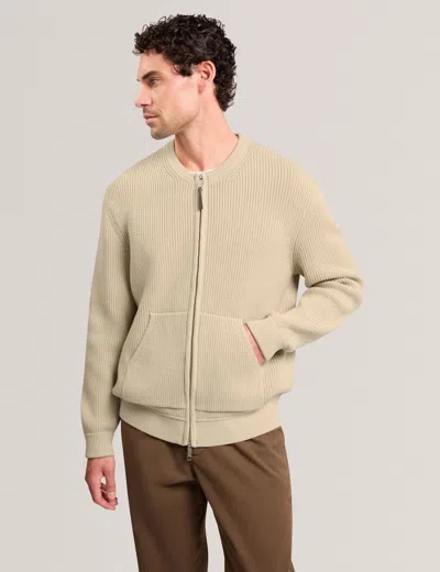 Ted Baker Fontain Knitted Zip Front Bomber Jacket In Taupe