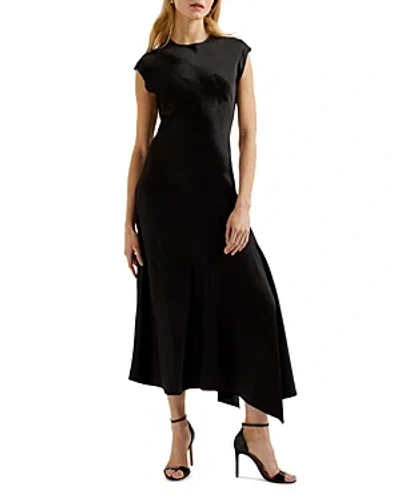 Ted Baker Frasia Asymmetrical Midi Dress In Black