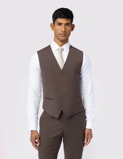 Ted Baker Freethw Tonic Wool Rich Slim Suit Waistcoat In Chocolate