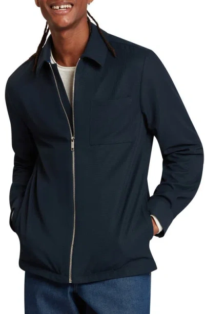 Ted Baker Frenkie Zip Front Overshirt In Blue