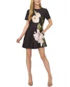Ted Baker Placed Floral Short Sleeve Minidress In Black