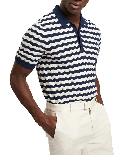 Ted Baker Froobie Short Sleeve Wavy Stitch Detail Polo In Blue