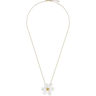 Ted Baker Fukany Furled Flower Enamel Pendant Necklace In Silver