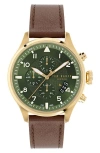 Ted Baker Fulmaar Chronograph Leather Strap Watch, 44mm In Multi