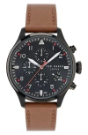 Ted Baker Fulmaar Chronograph Leather Strap Watch, 44mm In Brown