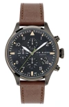 Ted Baker Fulmaar Chronograph Leather Strap Watch, 44mm In Green