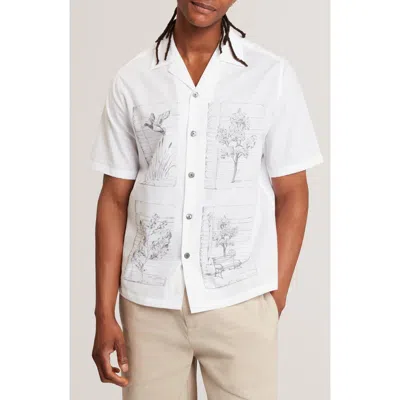Ted Baker Gallagher Relaxed Fit Wildlife Sketch Graphic Shirt In Animal Print