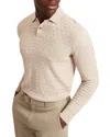 Ted Baker Gaten Long Sleeve Textured Stitch Polo In Neutral