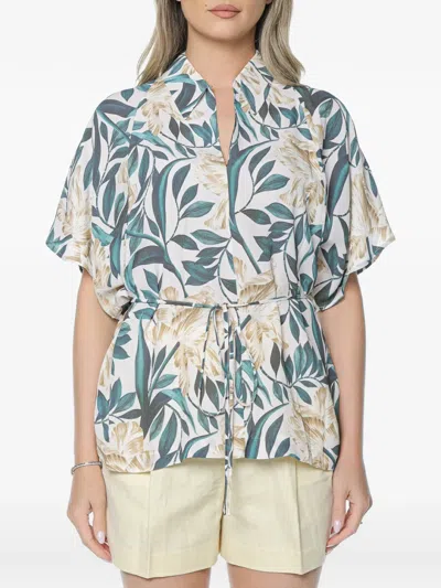 Ted Baker Gehmma Printed Tie-detail Blouse In White