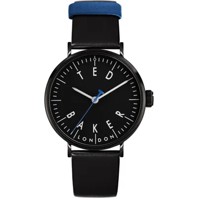 Ted Baker Gents Leather Strap Watch, 41mm In Black