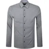 Ted Baker Geo Print Long Sleeve Shirt Blue In Blue