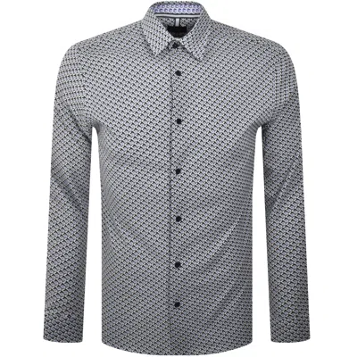Ted Baker Geo Print Long Sleeve Shirt Blue
