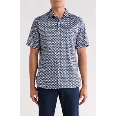 Ted Baker Geometric Print Stretch Cotton Shirt In Multi