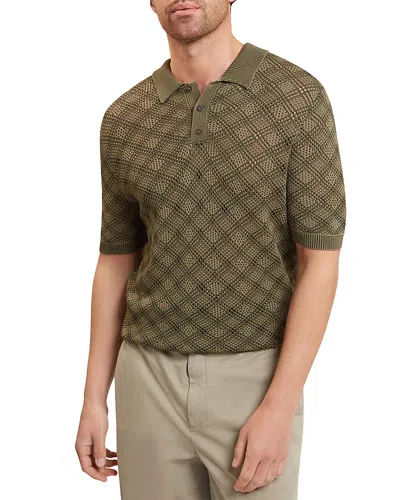 Ted Baker Geometric Stitch Polo Shirt In Brown