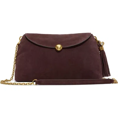 Ted Baker Gigi Faux Suede Clutch In Suede Dark Brown