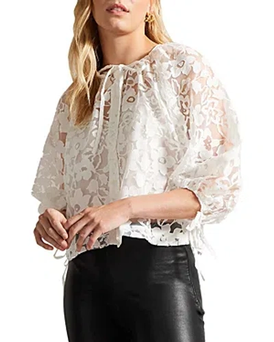Ted Baker Gillou Puff Sleeve Blouse In White