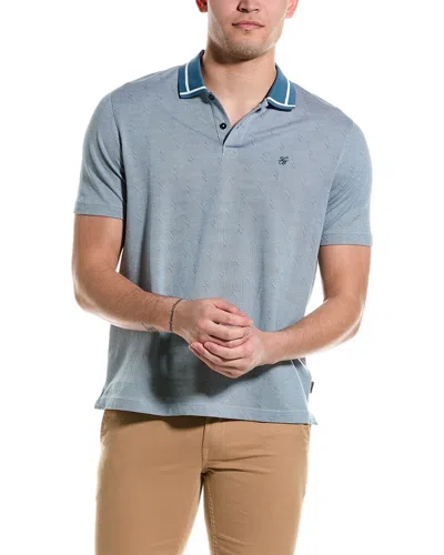 Ted Baker Ginald Herringbone Stitch Regular Fit Polo Shirt In Blue