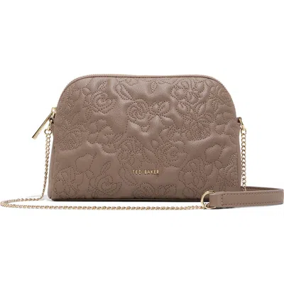 Ted Baker Ginny Quilted Faux Leather Crossbody Bag In Pebble Open Grey