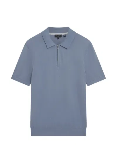Ted Baker Givrans Zip-up Polo Shirt In Blue