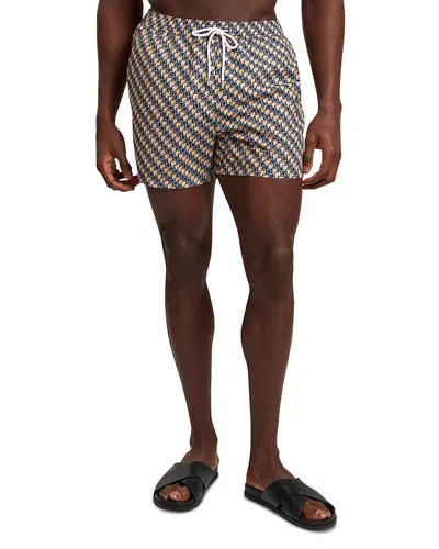 Ted Baker Glendle Goldfish Geo Print Swim Short In Brown