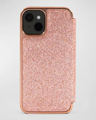 Ted Baker Glitter Mirror Folio Iphone 13/14 Case In Pink