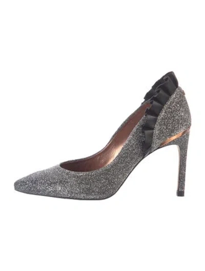 Pre-owned Ted Baker Glitter Slingback Pumps In Silver