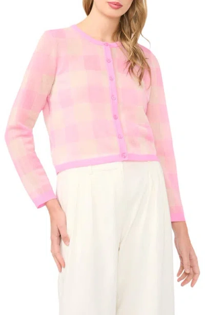 Ted Baker Gracie Plaid Cardigan In Pink