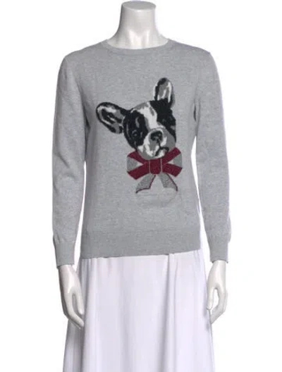 Pre-owned Ted Baker Graphic Print Bateau Neckline Sweater In Gray