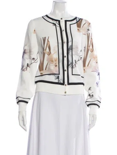 Pre-owned Ted Baker Graphic Print Bomber Jacket In White