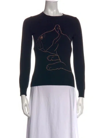 Pre-owned Ted Baker Graphic Print Crew Neck Sweater In Black