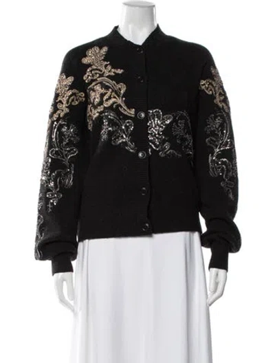 Pre-owned Ted Baker Graphic Print Crew Neck Sweater In Black