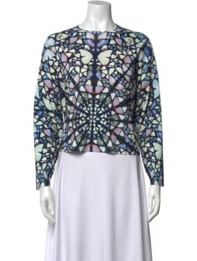 Pre-owned Ted Baker Graphic Print Crew Neck Sweater In Blue