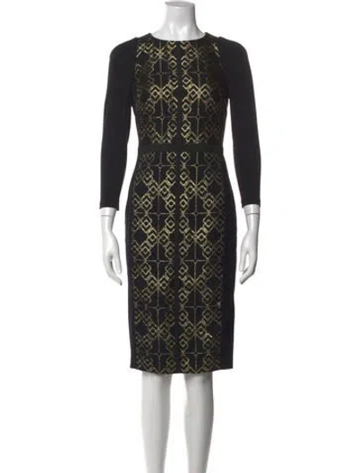 Pre-owned Ted Baker Graphic Print Knee-length Dress In Black