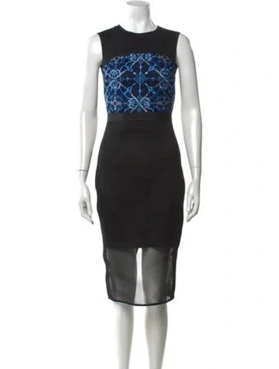 Pre-owned Ted Baker Graphic Print Knee-length Dress In Black