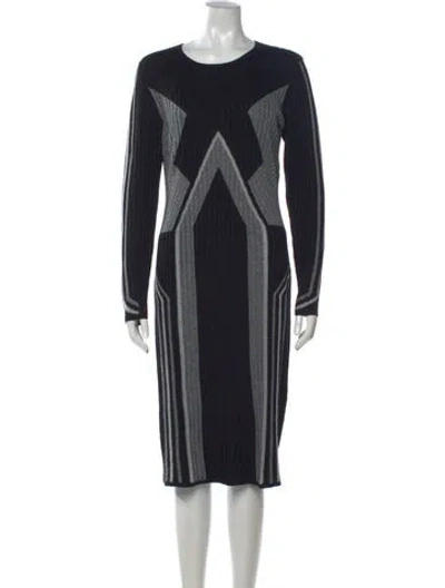 Pre-owned Ted Baker Graphic Print Knee-length Dress In Black/metallic/silver
