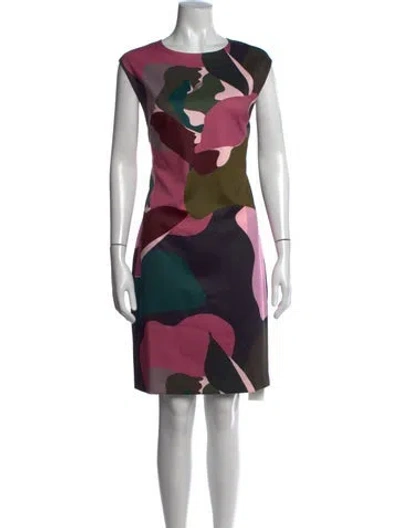 Pre-owned Ted Baker Graphic Print Knee-length Dress In Green