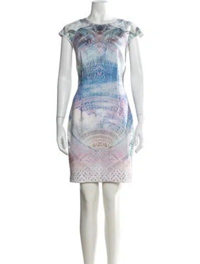 Pre-owned Ted Baker Graphic Print Knee-length Dress In Neutral