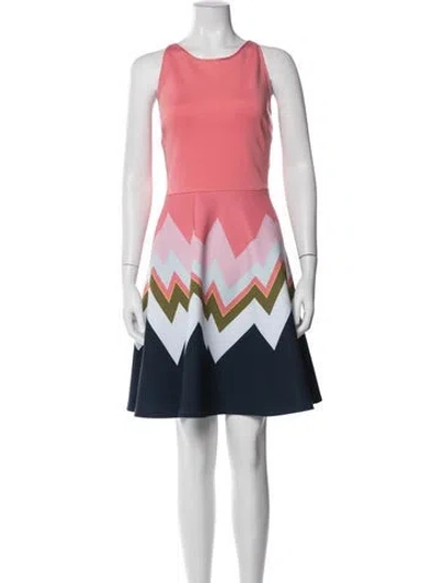Pre-owned Ted Baker Graphic Print Knee-length Dress In Pink