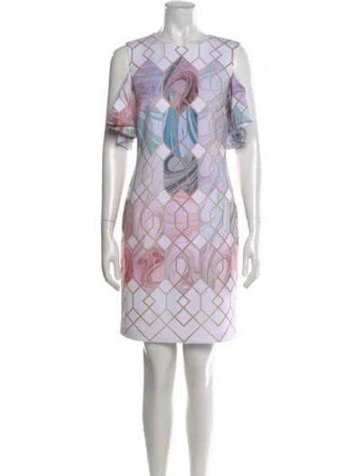 Pre-owned Ted Baker Graphic Print Knee-length Dress In White