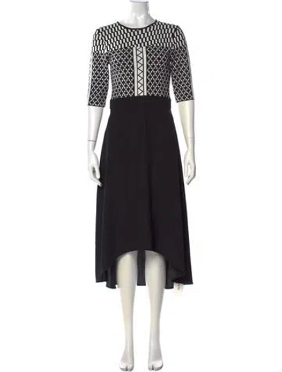 Pre-owned Ted Baker Graphic Print Midi Length Dress In Black