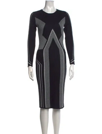 Pre-owned Ted Baker Graphic Print Midi Length Dress In Black