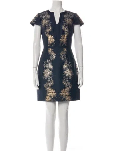 Pre-owned Ted Baker Graphic Print Mini Dress In Blue