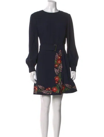 Pre-owned Ted Baker Graphic Print Mini Dress In Blue