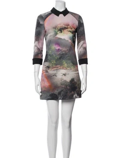 Pre-owned Ted Baker Graphic Print Mini Dress In Pink