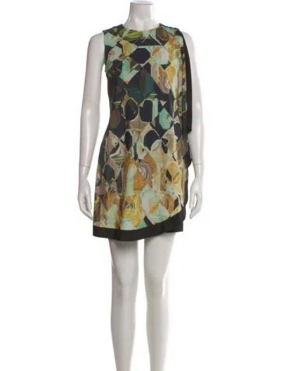 Pre-owned Ted Baker Graphic Print Mini Dress In Yellow