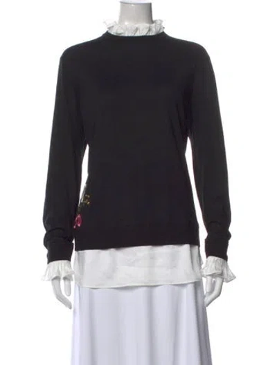 Pre-owned Ted Baker Graphic Print Mock Neck Sweater In Black