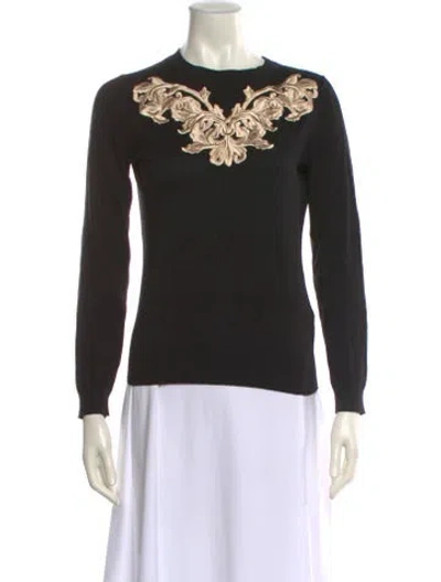 Pre-owned Ted Baker Graphic Print Scoop Neck Sweater In Black