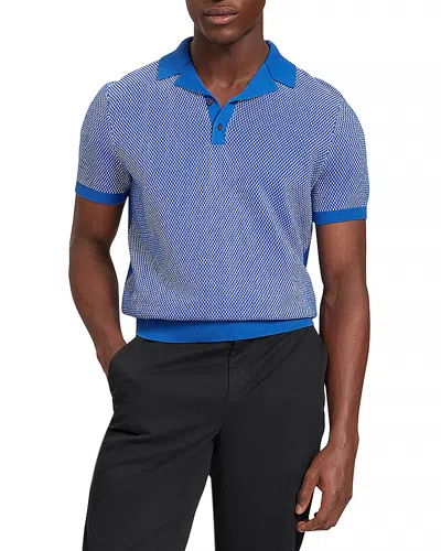 Ted Baker Gregry Textured Knit Polo Shirt In Blue
