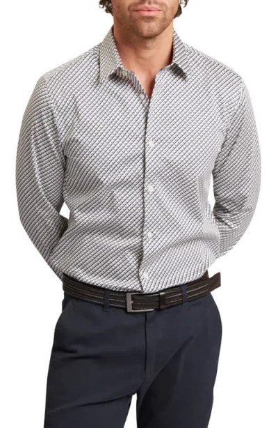Ted Baker Grelish Slim Fit Geo Print Stretch Cotton Button-up Shirt In Gray