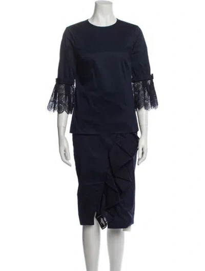 Pre-owned Ted Baker Grosgrain Trim Skirt Set In Blue